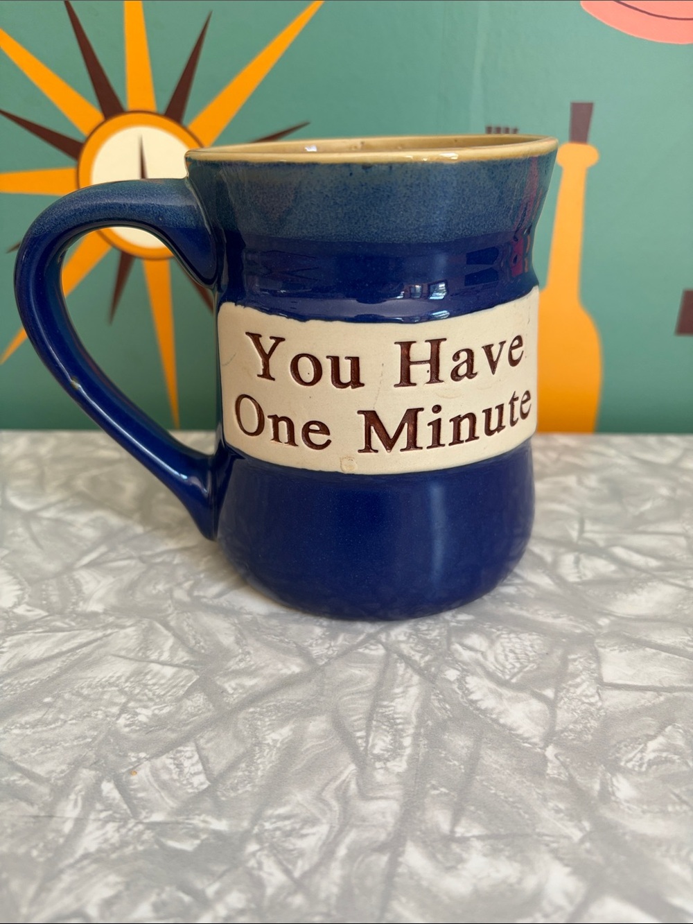 Extra LARGE YOU HAVE A MINUTE COFFEE MUG. POTTERY 3D MUG. Humbleweed pottery